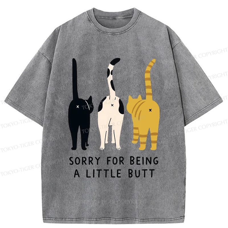 Tokyo-Tiger Cat's Butt Funny Washed T-Shirt