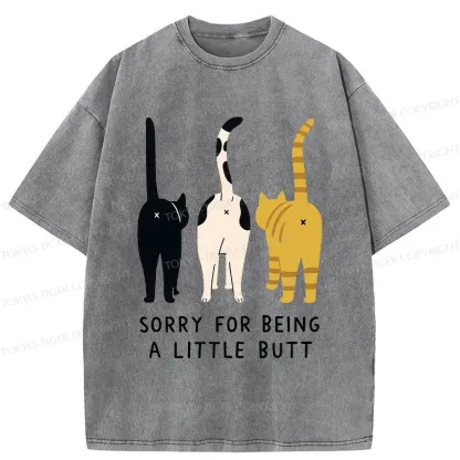 Tokyo-Tiger Cat's Butt Funny Washed T-Shirt