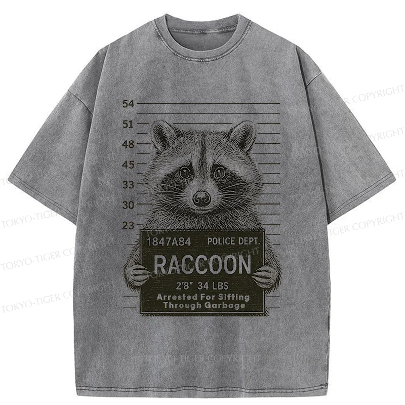 Tokyo-Tiger Arrested Raccoon Washed T-Shirt