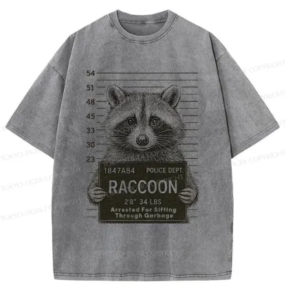 Tokyo-Tiger Arrested Raccoon Washed T-Shirt