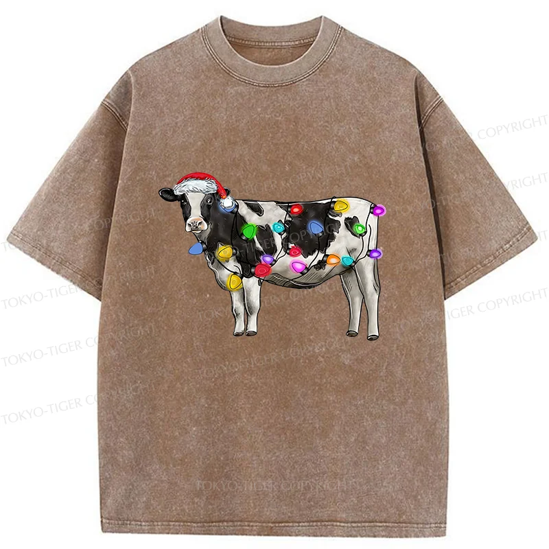 Tokyo-Tiger Christmas Cow Washed T-Shirt