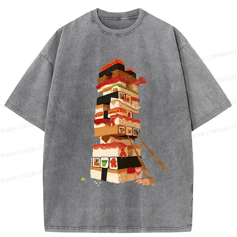 Tokyo-Tiger Sushi Game Washed T-Shirt