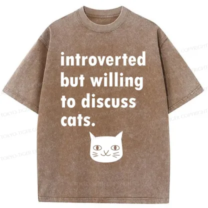 Tokyo-Tiger Actively Discuss Cats Washed T-Shirt