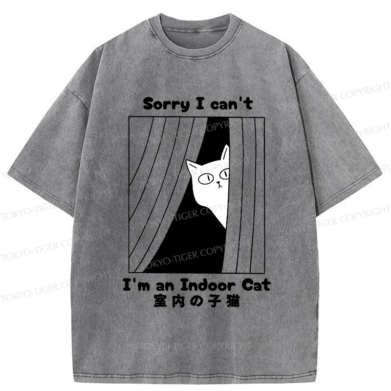 Tokyo-Tiger Indoor Kitten Funny Washed T-Shirt