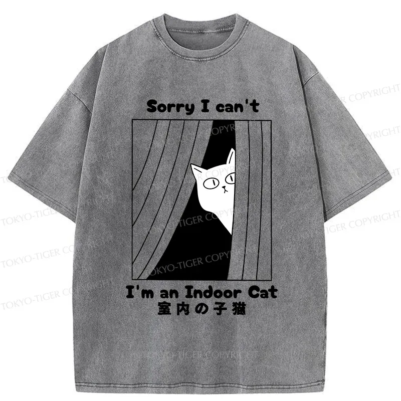 Tokyo-Tiger Indoor Kitten Funny Washed T-Shirt