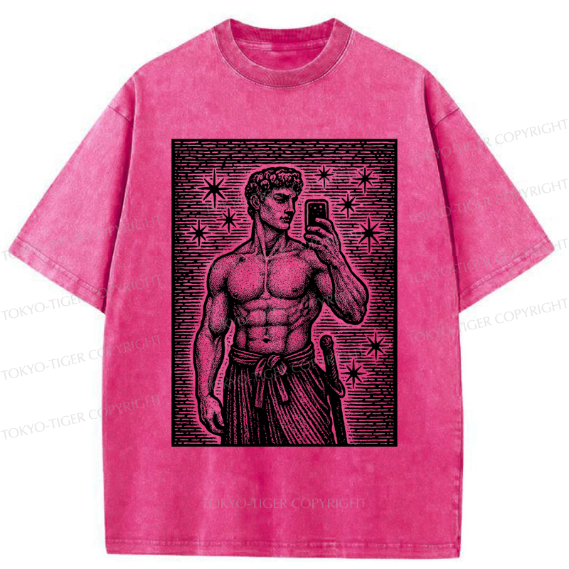 Tokyo-Tiger Workout Selfie David Washed T-Shirt