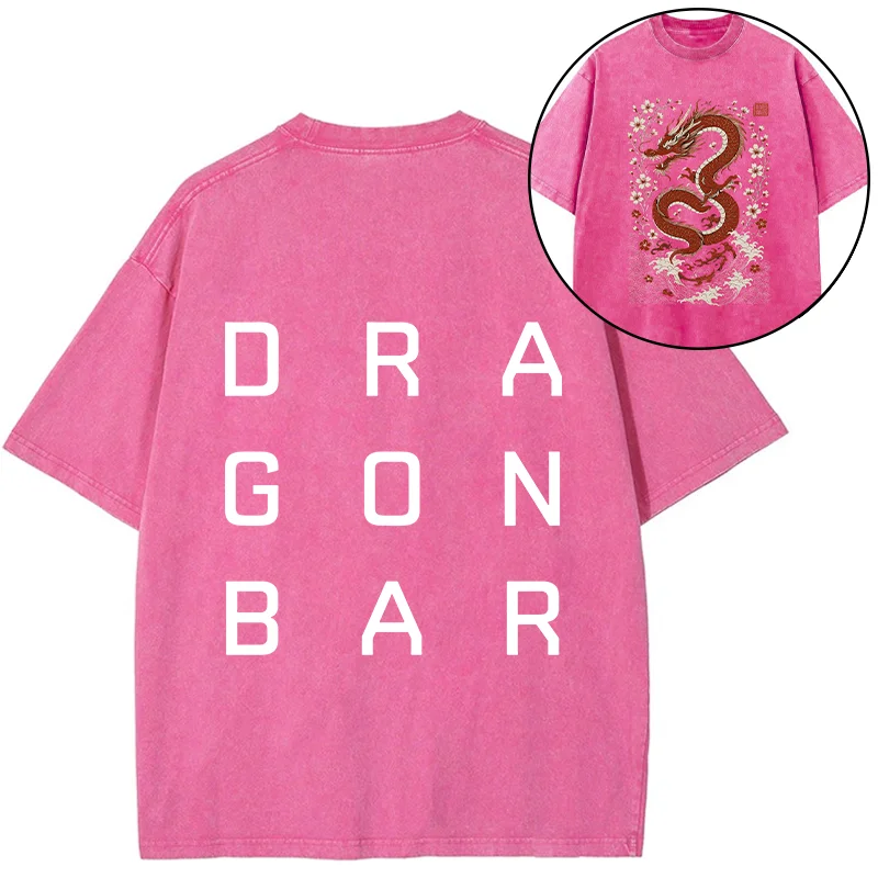 Tokyo-Tiger Japanese Red Dragon Front Back Washed T-Shirt