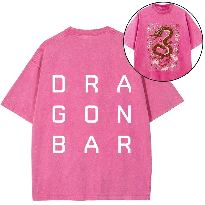 Tokyo-Tiger Japanese Red Dragon Front Back Washed T-Shirt