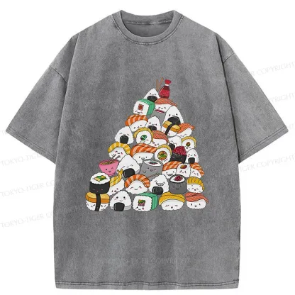 Tokyo-Tiger Christmas Sushi Washed T-Shirt