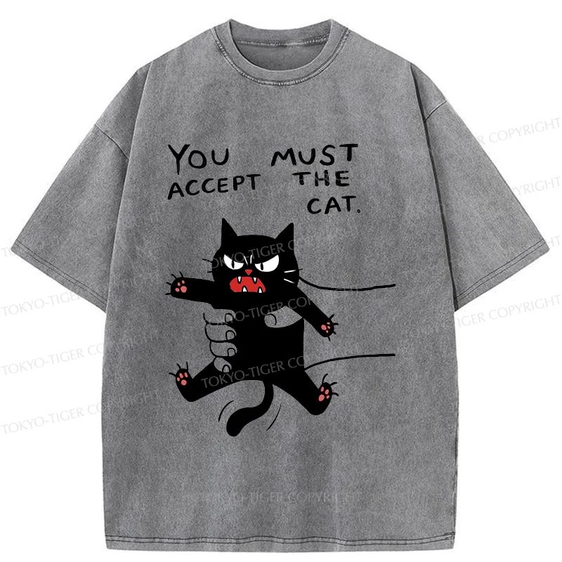 Tokyo-Tiger Accept This Cat Washed T-Shirt