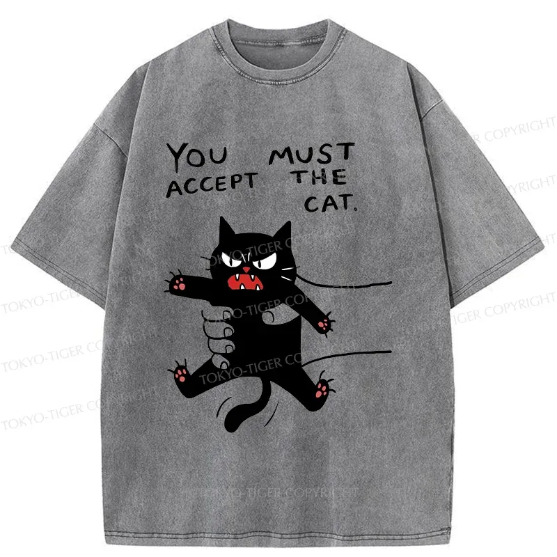 Tokyo-Tiger Accept This Cat Washed T-Shirt