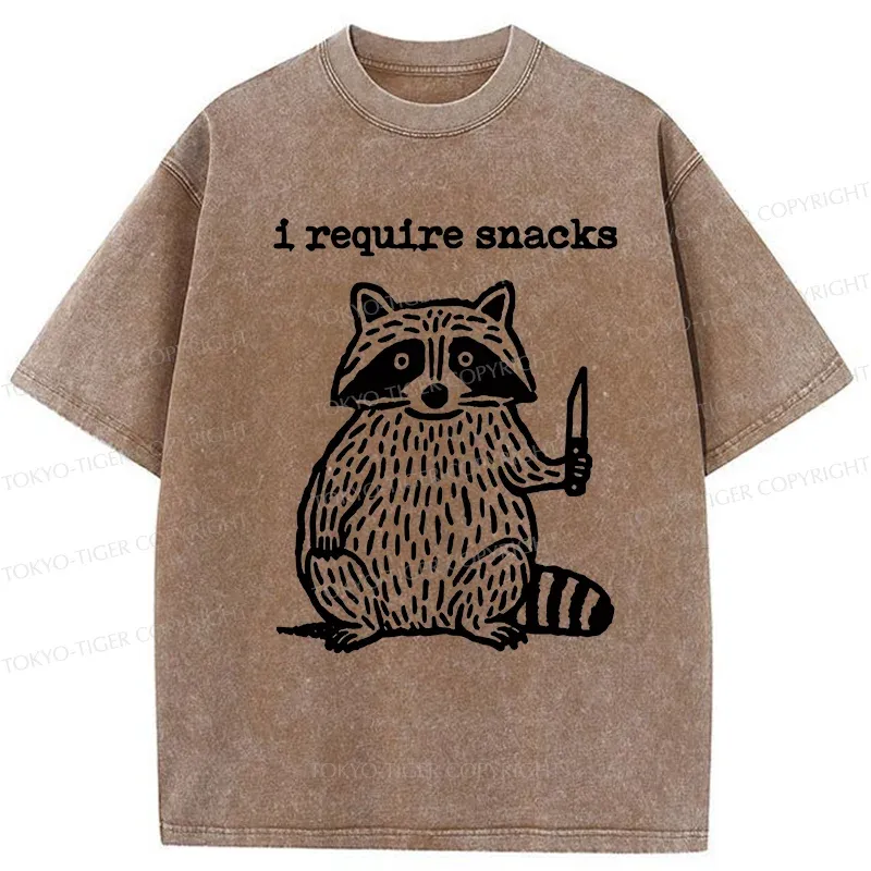Tokyo-Tiger Silly Raccoon Needs Snacks Washed T-Shirt