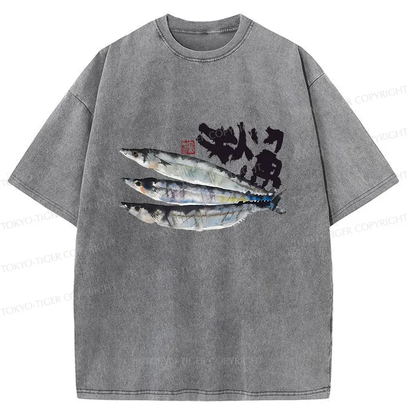 Tokyo-Tiger Pacific Saury Washed T-Shirt