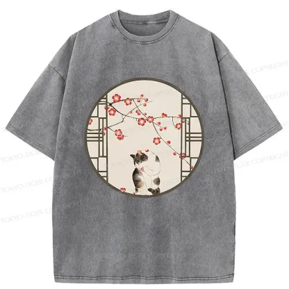 Tokyo-Tiger Beautiful View Outside The Window Washed T-Shirt