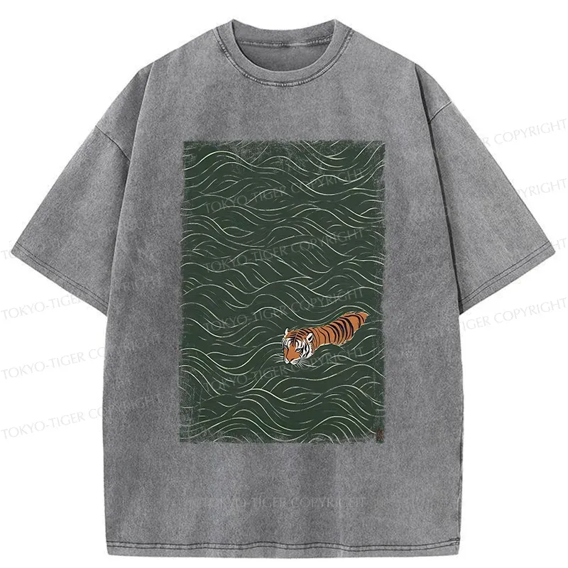 Tokyo-Tiger Tiger In The Grass Washed T-Shirt Sale