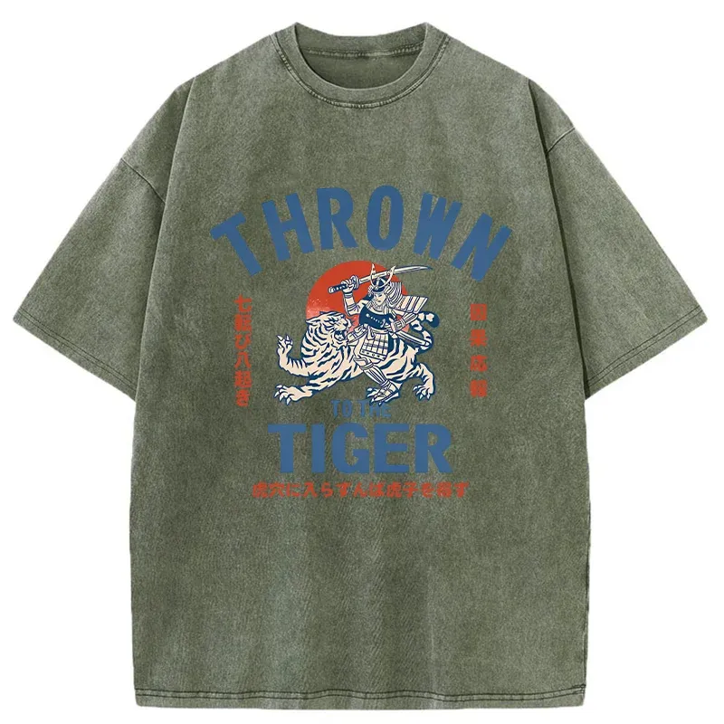 Tokyo-Tiger Japanese Traditional Proverb Washed T-Shirt