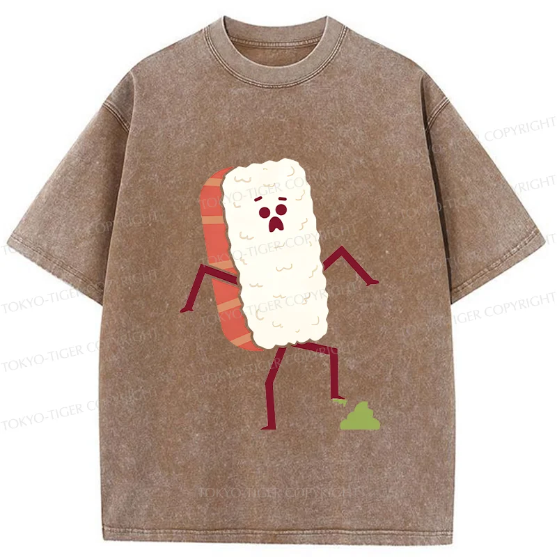 Tokyo-Tiger Sushi Stepped On Wasabi Washed T-Shirt