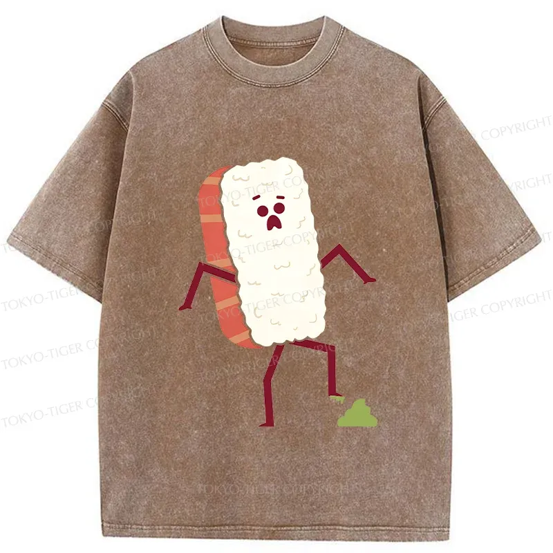 Tokyo-Tiger Sushi Stepped On Wasabi Washed T-Shirt