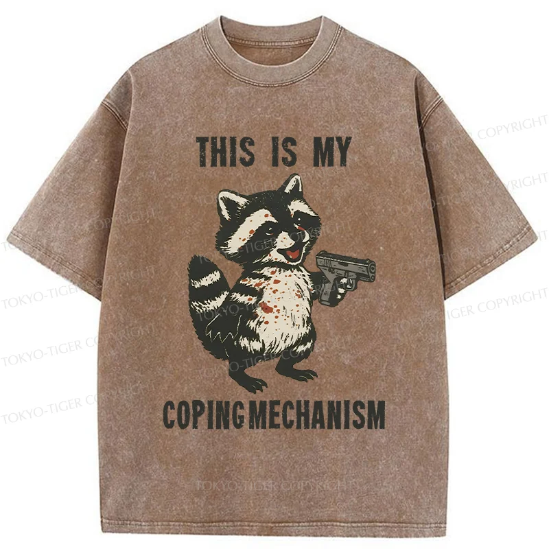 Tokyo-Tiger Raccoon Coping Mechanism Washed T-Shirt