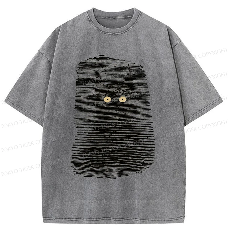 Tokyo-Tiger Cat In The Dark Washed T-Shirt