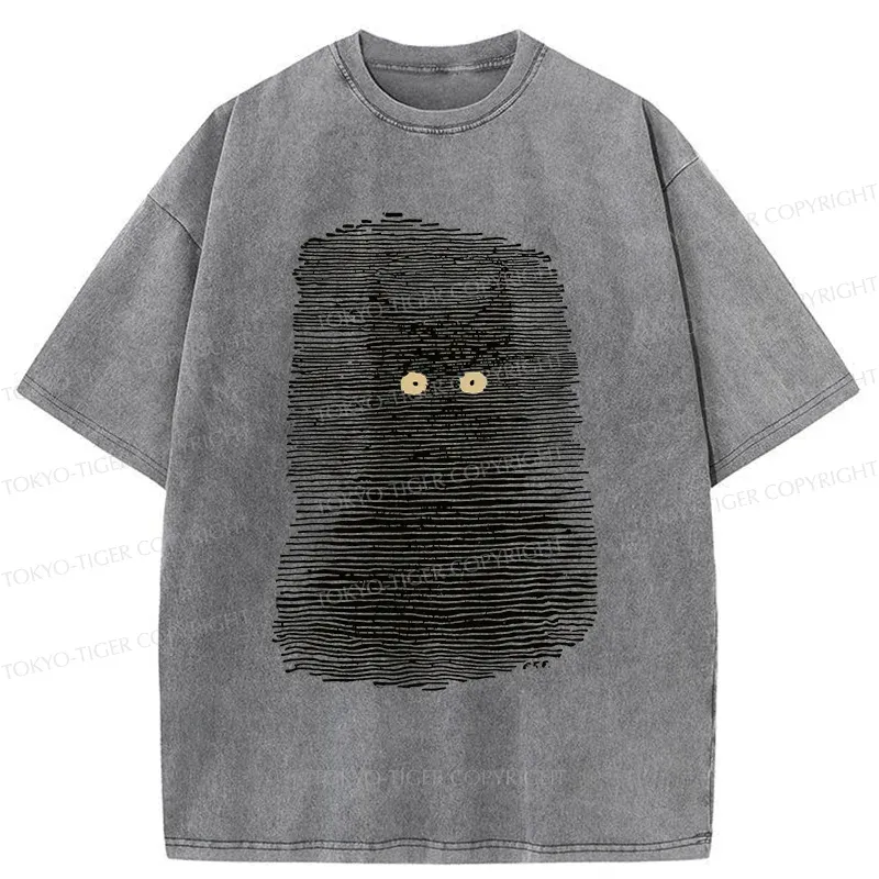 Tokyo-Tiger Cat In The Dark Washed T-Shirt