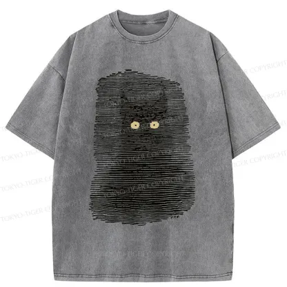 Tokyo-Tiger Cat In The Dark Washed T-Shirt