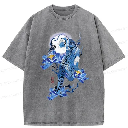 Tokyo-Tiger Japan Blue Tiger Washed T-Shirt