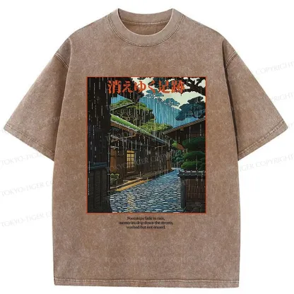 Tokyo-Tiger Courtyard In The Rain Washed T-Shirt