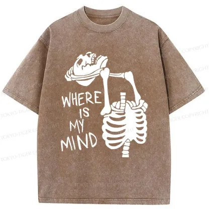 Tokyo-Tiger Confused And Angry Skeleton Washed T-Shirt