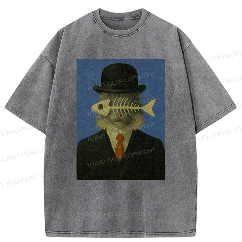 Tokyo-Tiger Fishbone Gentleman Maine Coon Washed T-Shirt