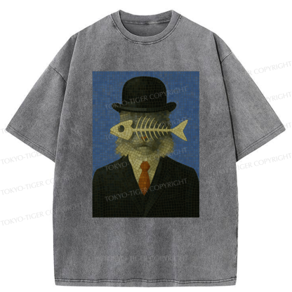 Tokyo-Tiger Fishbone Gentleman Maine Coon Washed T-Shirt