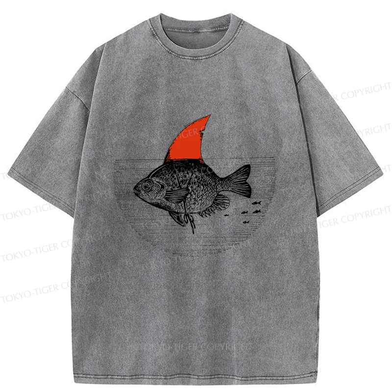 Tokyo-Tiger Shark In The Fish Tank Washed T-Shirt