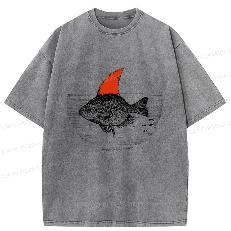Tokyo-Tiger Shark In The Fish Tank Washed T-Shirt