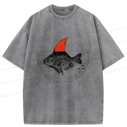 Tokyo-Tiger Shark In The Fish Tank Washed T-Shirt