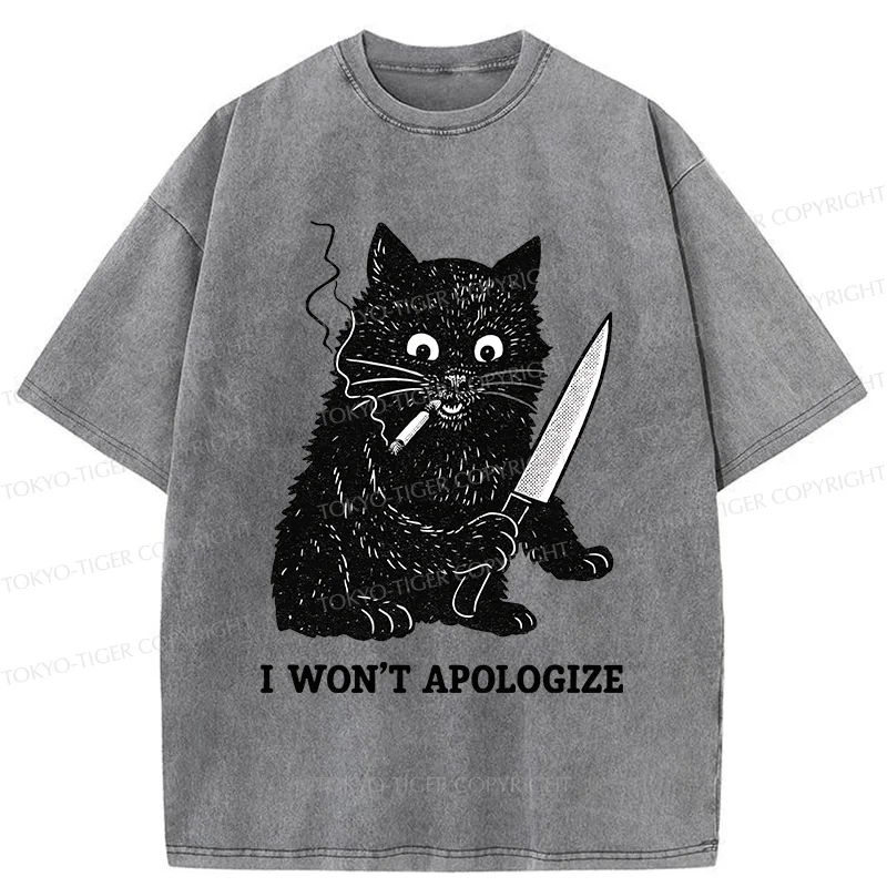 Tokyo-Tiger Cat Don't Apologize Washed T-Shirt