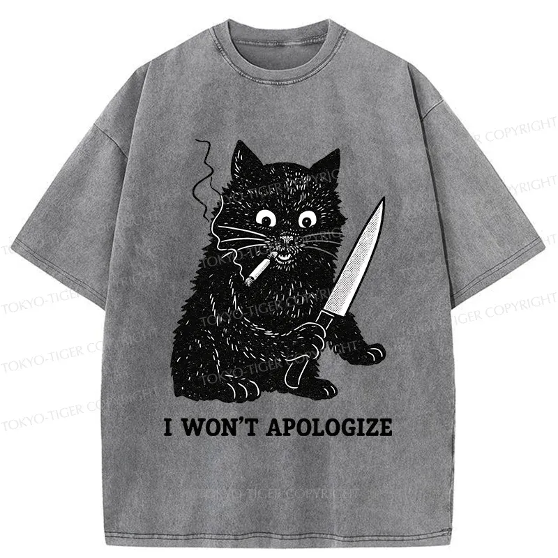 Tokyo-Tiger Cat Don't Apologize Washed T-Shirt