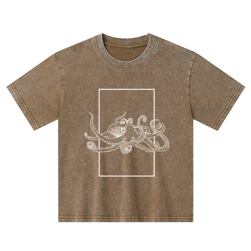 Tokyo-Tiger Japanese Giant Octopus Kids Washed T-Shirt