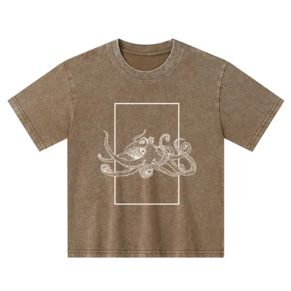 Tokyo-Tiger Japanese Giant Octopus Kids Washed T-Shirt