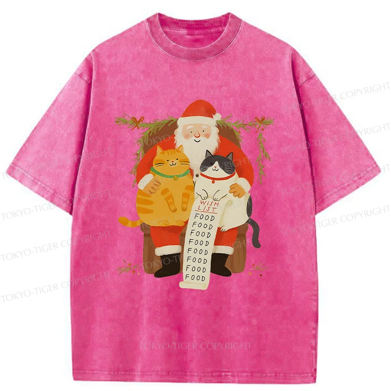 Tokyo-Tiger Santa Claus And Cats Washed T-Shirt