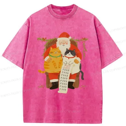 Tokyo-Tiger Santa Claus And Cats Washed T-Shirt