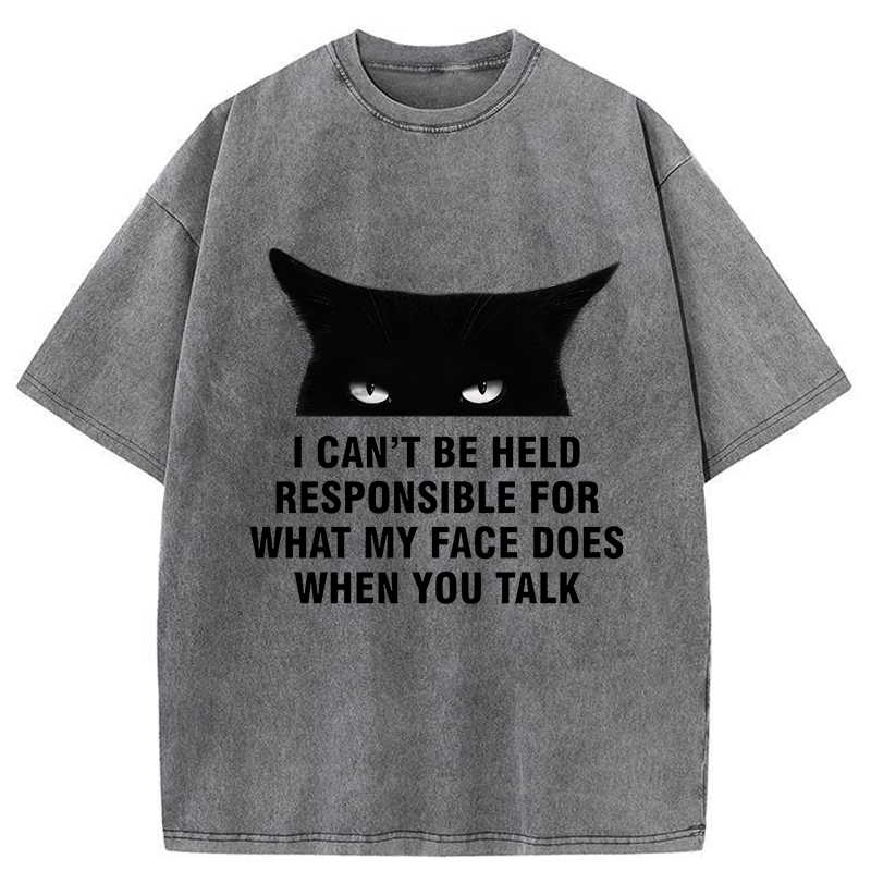 Tokyo-Tiger Cat Expression Management Washed T-Shirt