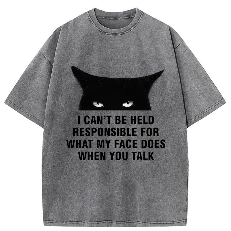 Tokyo-Tiger Cat Expression Management Washed T-Shirt