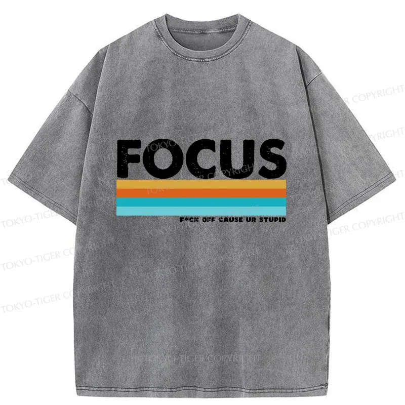 Tokyo-Tiger Funny FOCUS Washed T-Shirt