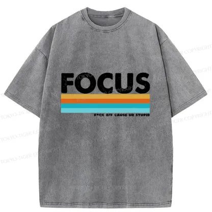 Tokyo-Tiger Funny FOCUS Washed T-Shirt