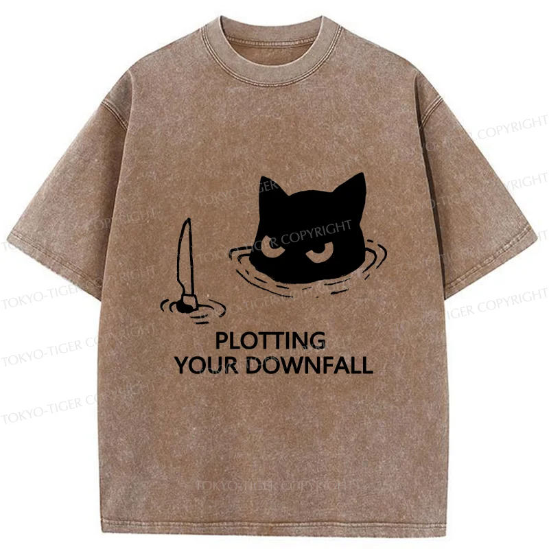Tokyo-Tiger Cat Planning Something Bad Washed T-Shirt