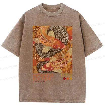 Tokyo-Tiger Japanese Koi Poster Washed T-Shirt