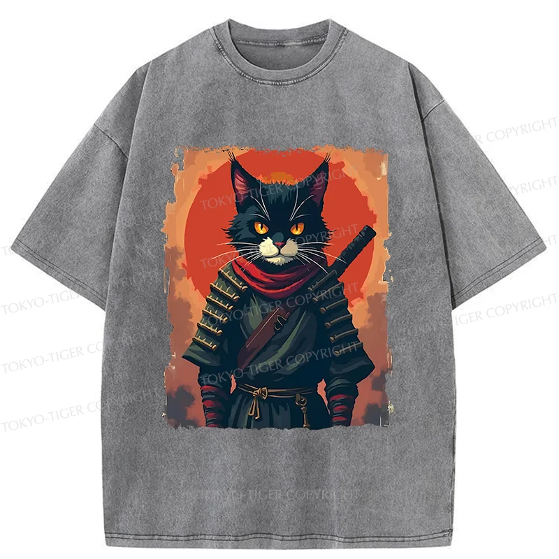 Tokyo-Tiger Handsome Cat Ninja Washed T-Shirt