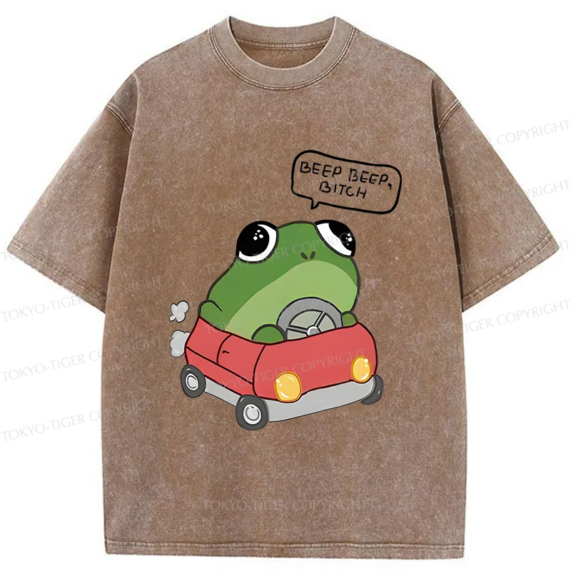Tokyo-Tiger Frog Driving Washed T-Shirt
