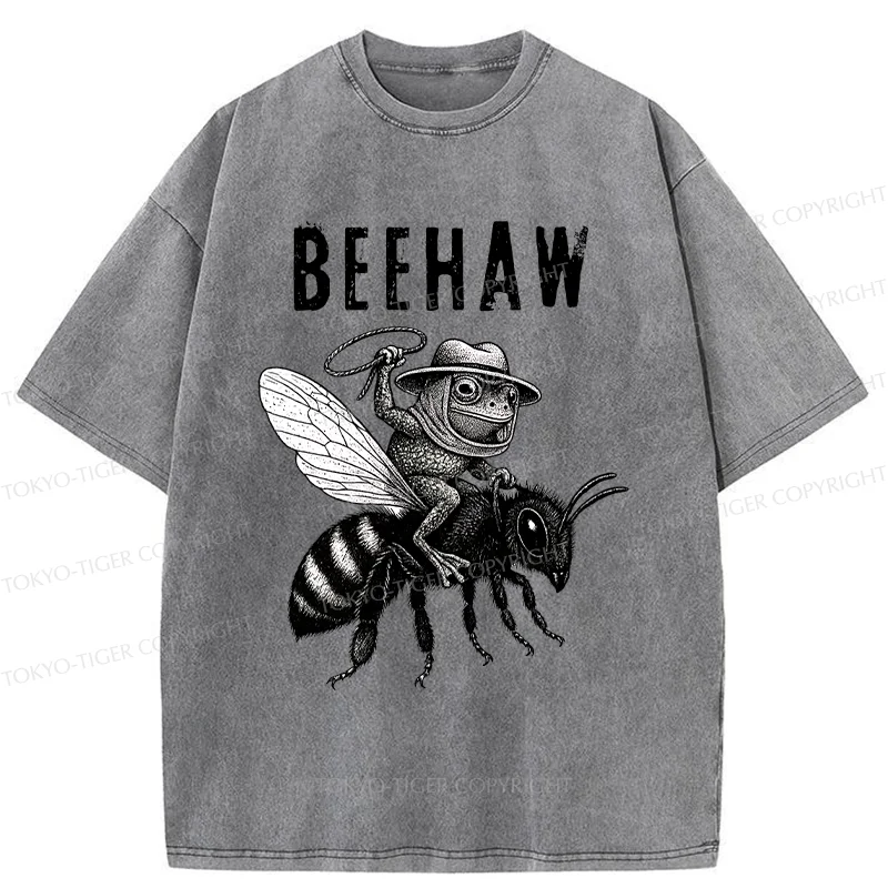 Tokyo-Tiger Beehaw Funny Washed T-Shirt