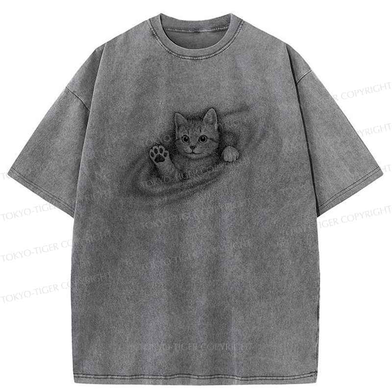 Tokyo-Tiger Little Galaxy Cat Washed T-Shirt
